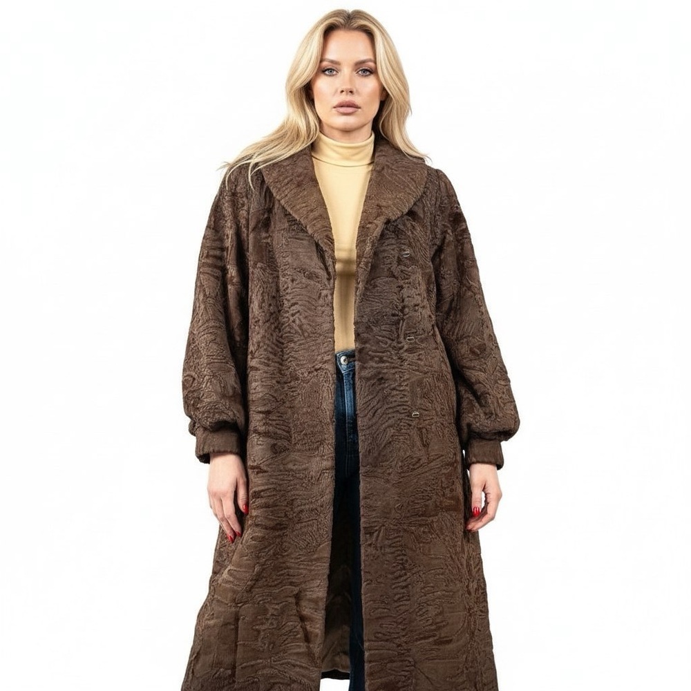 Vintage Persian lamb Fur Trench Coat Karakul